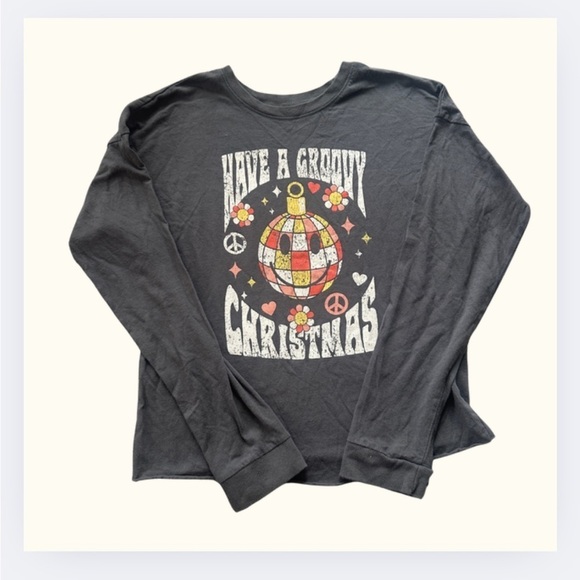 Tiny Whales Other - Tiny Whales “Have a Groovy Christmas” Long Sleeve Tee | Girls 12/14